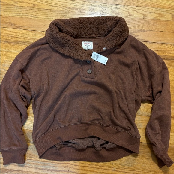 American Eagle Outfitters Tops - American Eagle Brown Button Sweatshirt